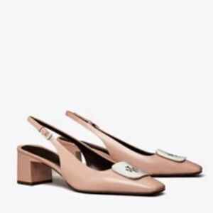 Tory Burch Georgia Slingback Heels with Logo Accent size 9